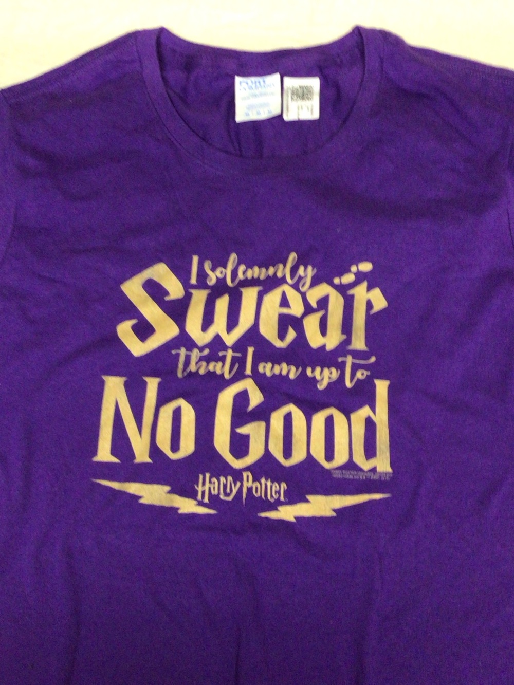 Warner Bros. Kids Purple Tee with Gold 'I Solemnly Swear' Graphic. Girls